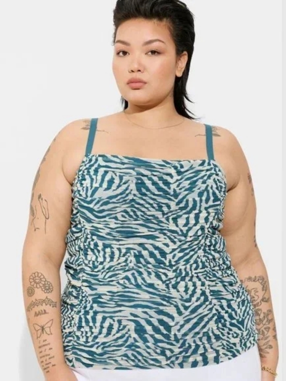 Torrid Stretch Mesh Cropped Shirred Cami 00X